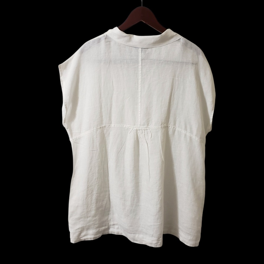 Lands End White 100% Linen V-Neck Tunic Coverup Top Womens Large 14-16 - Picture 4 of 11